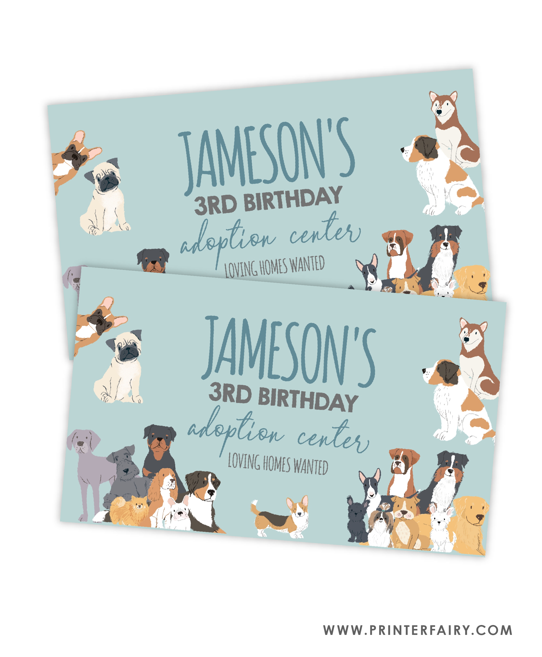 Puppy Adoption Birthday Gable Box Label