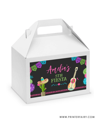 Fiesta Birthday Party Gable Box Label