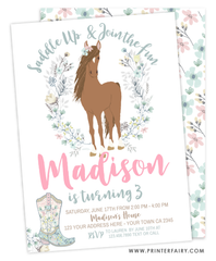 Floral Horse Birthday Invitation