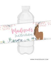 Floral Horse Water Bottle Label