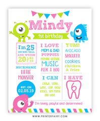 Little Monster First Birthday Board