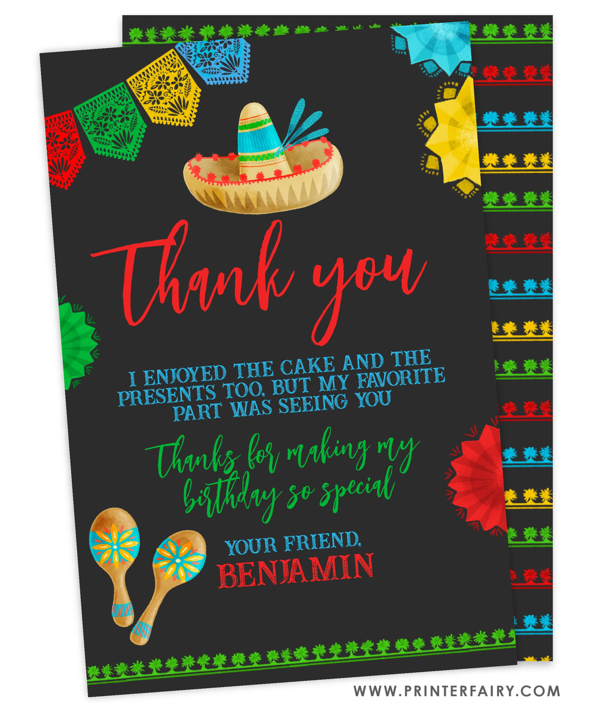 Fiesta Birthday Thank You Card