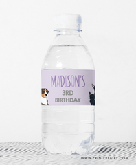 Puppy Adoption Birthday Water Bottle Label