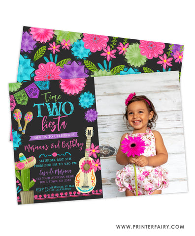 Fiesta Second Birthday Party Invitation with Photo