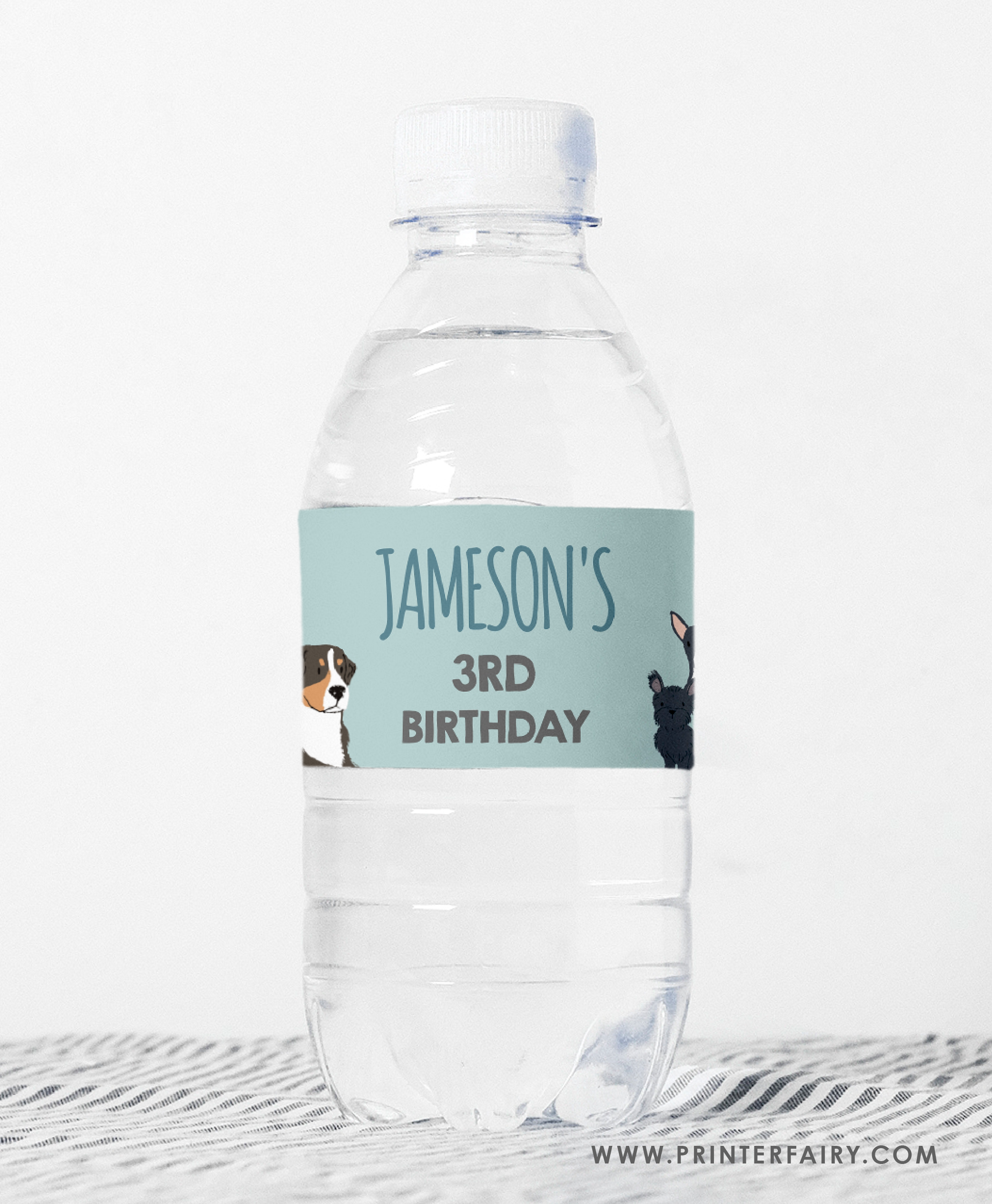 Puppy Adoption Birthday Water Bottle Label