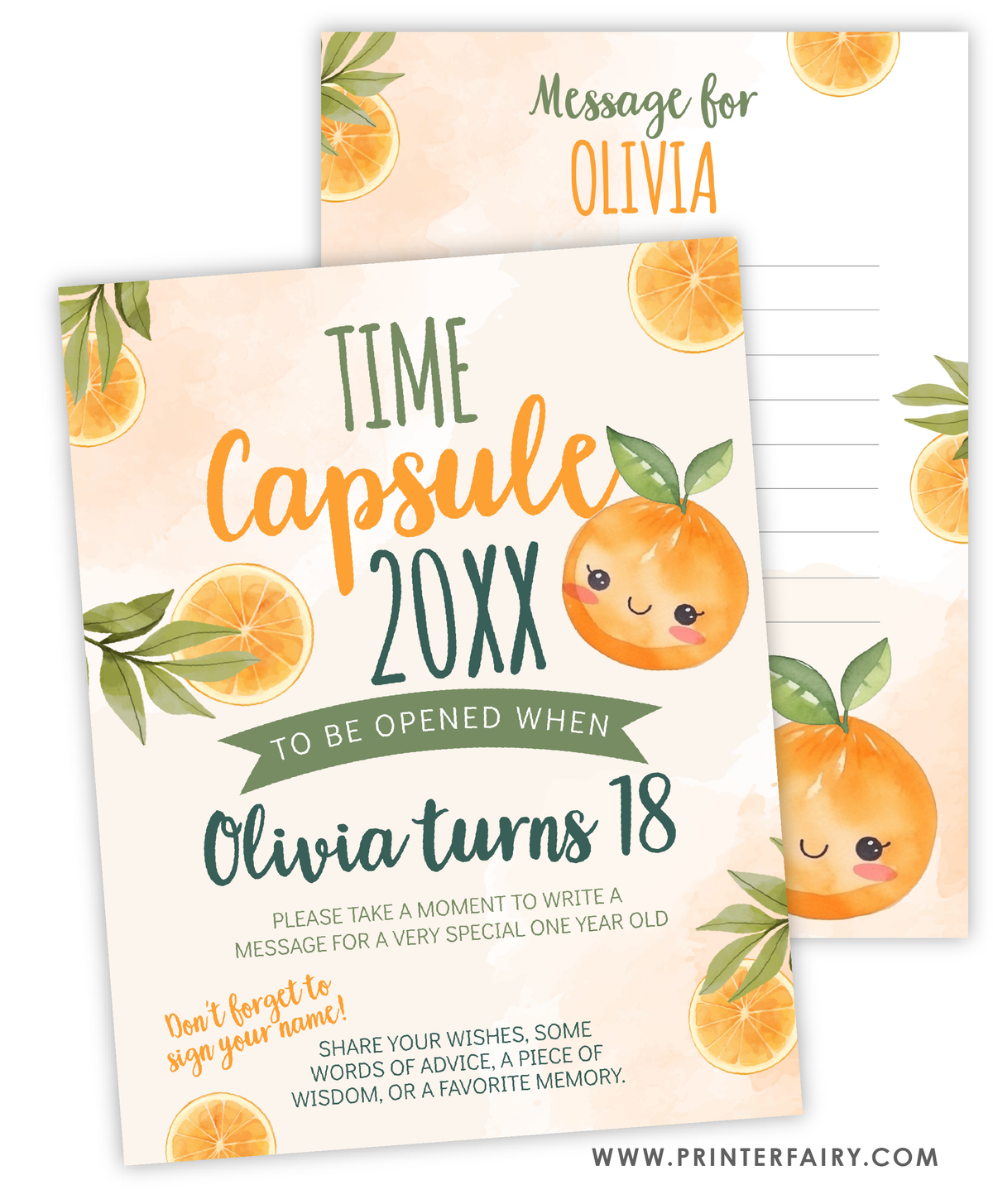 Sweet Orange Birthday Party Time Capsule