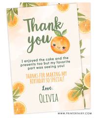 Sweet Orange Birthday Party Thank You Card