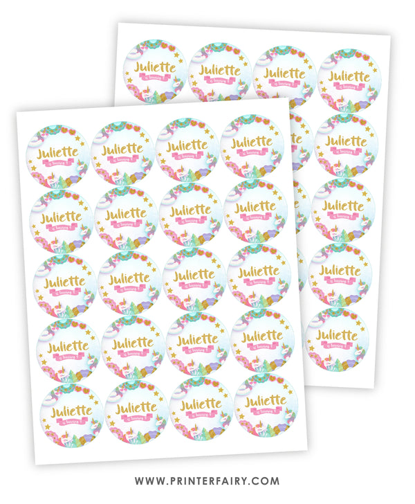 Unicorn Pool Birthday Party Toppers