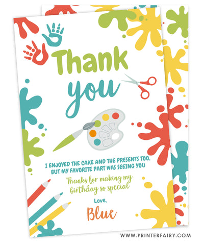 Paint Party Thank You Card