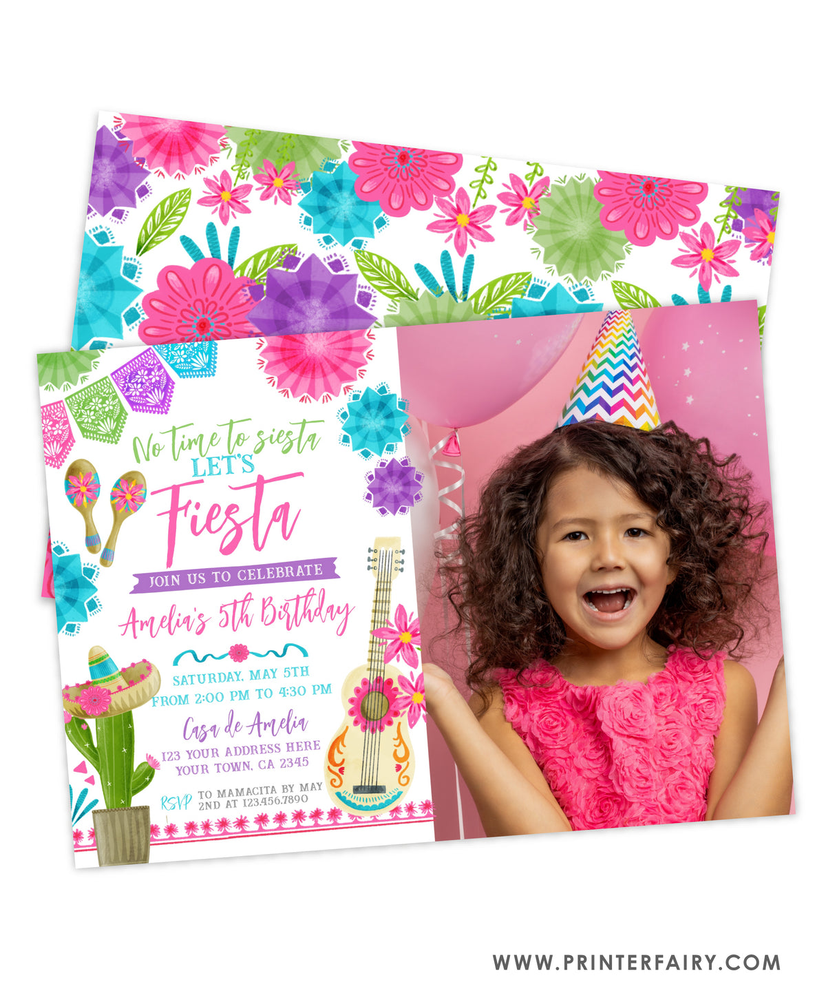 Fiesta Birthday Party Invitation with Photo