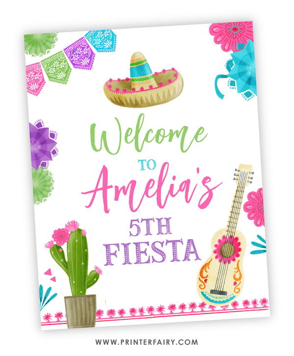 Fiesta Birthday Welcome Sign