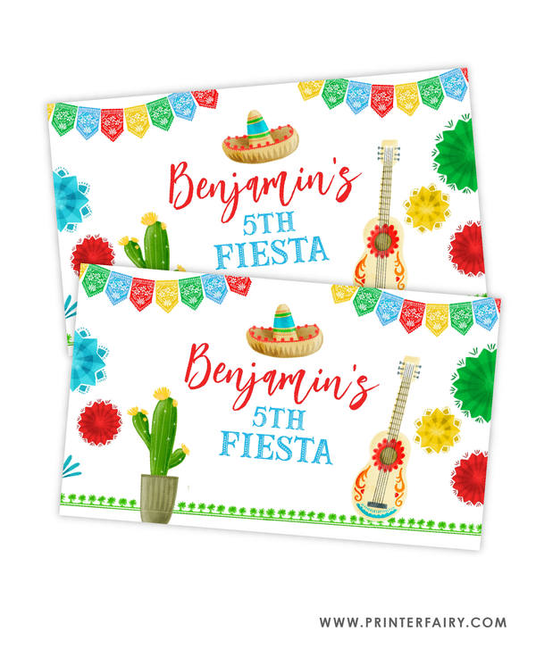 Fiesta Birthday Party Gable Box Label