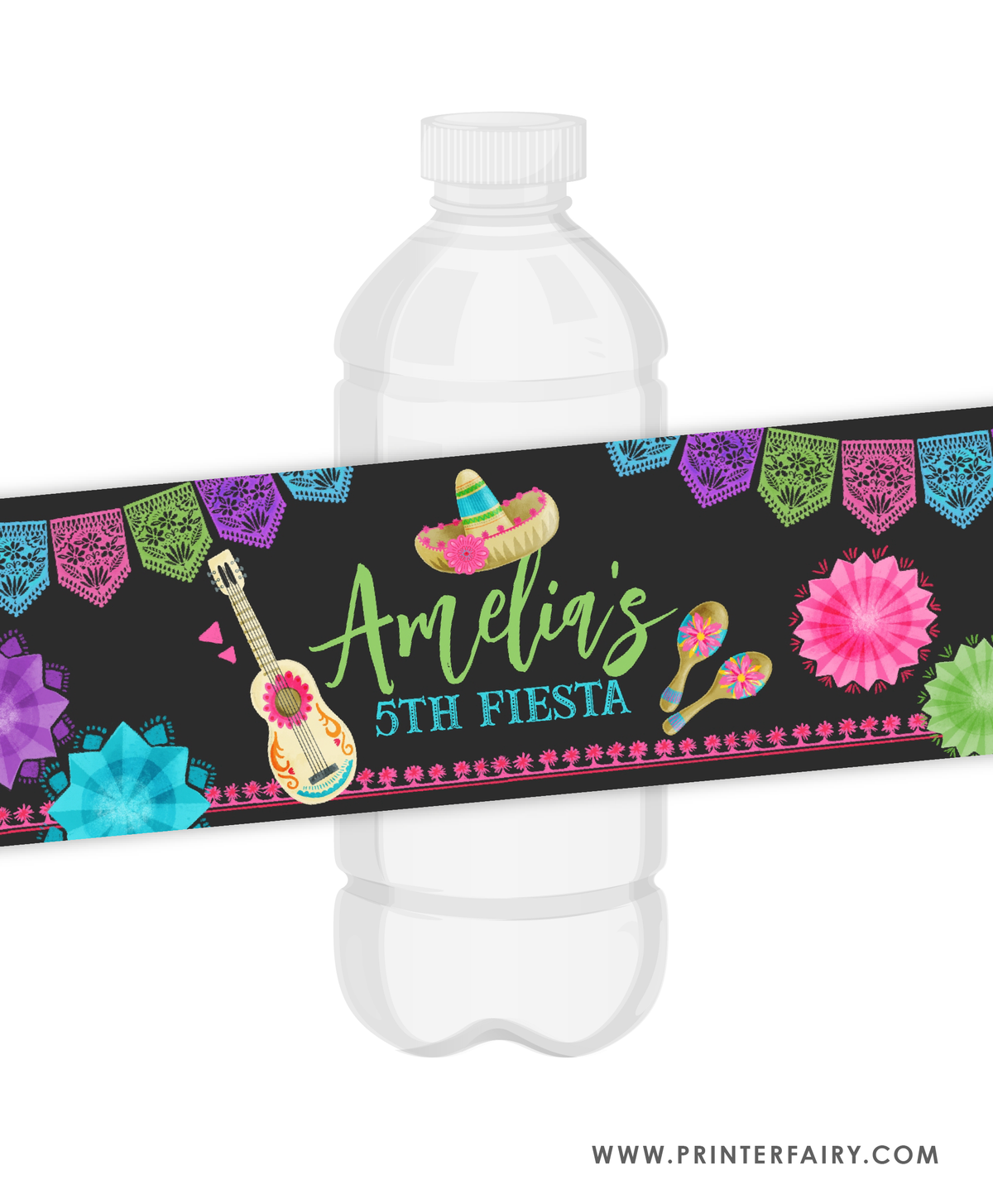 Fiesta Birthday Party Bottle Labels