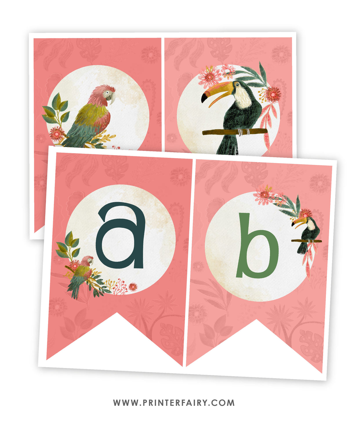 Tropical Birds Birthday Banner