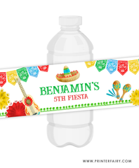 Fiesta Birthday Water Bottle Label