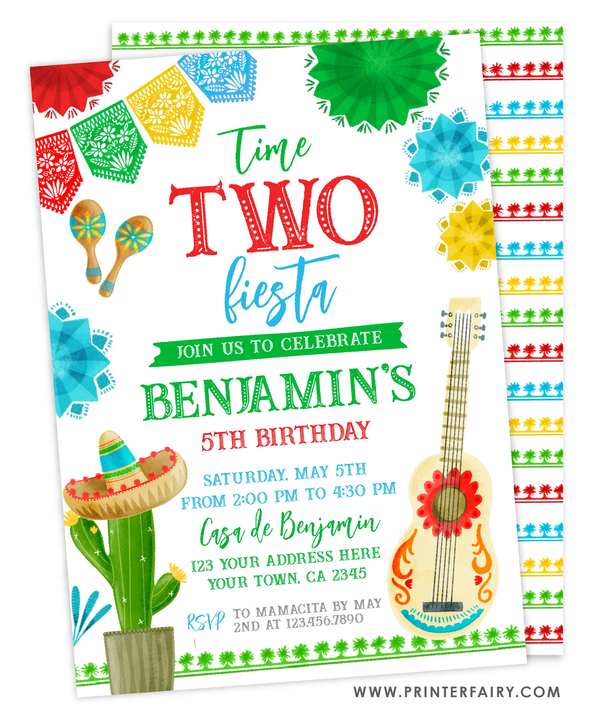 Fiesta Second Birthday Party Invitation