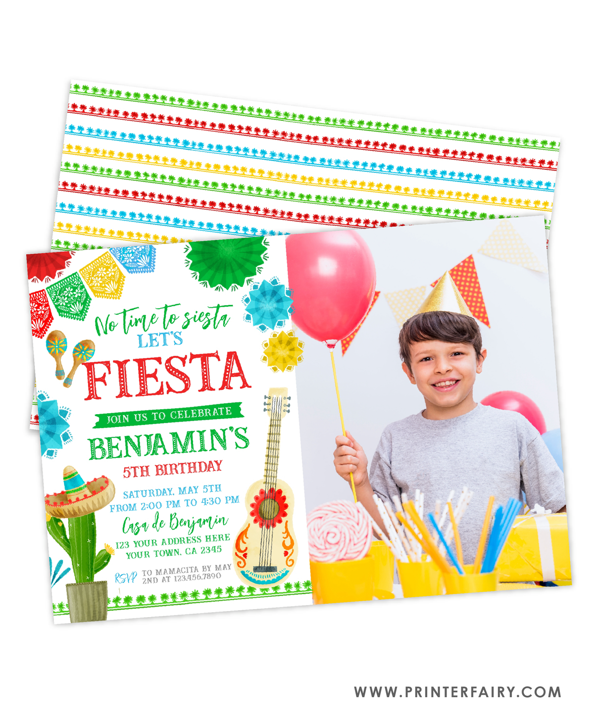 Fiesta Birthday Party Invitation with Photo