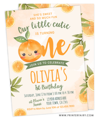 Sweet Orange First Birthday Party Invitation