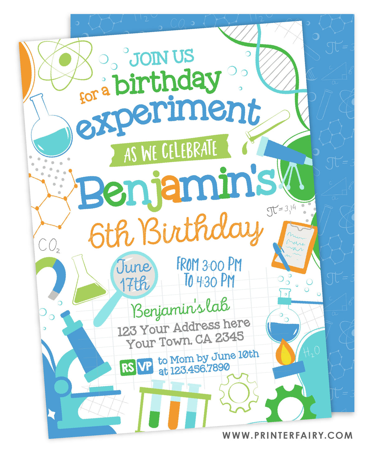 Science Birthday Party Invitation