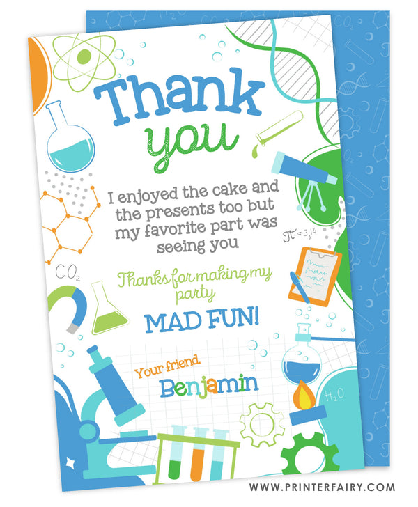 Science Birthday Thank You Card