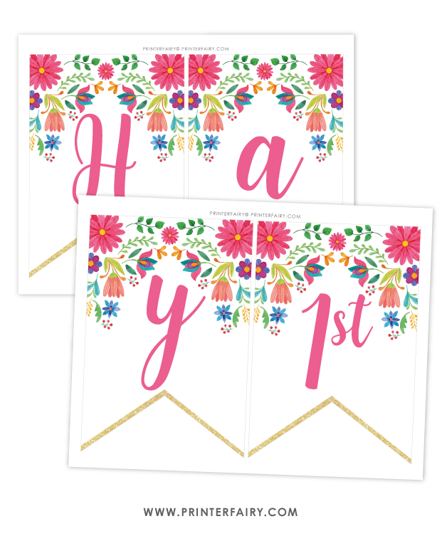 Fiesta Floral Birthday Banner