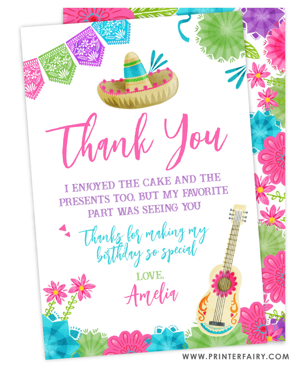 Fiesta Birthday Party Thank You Card