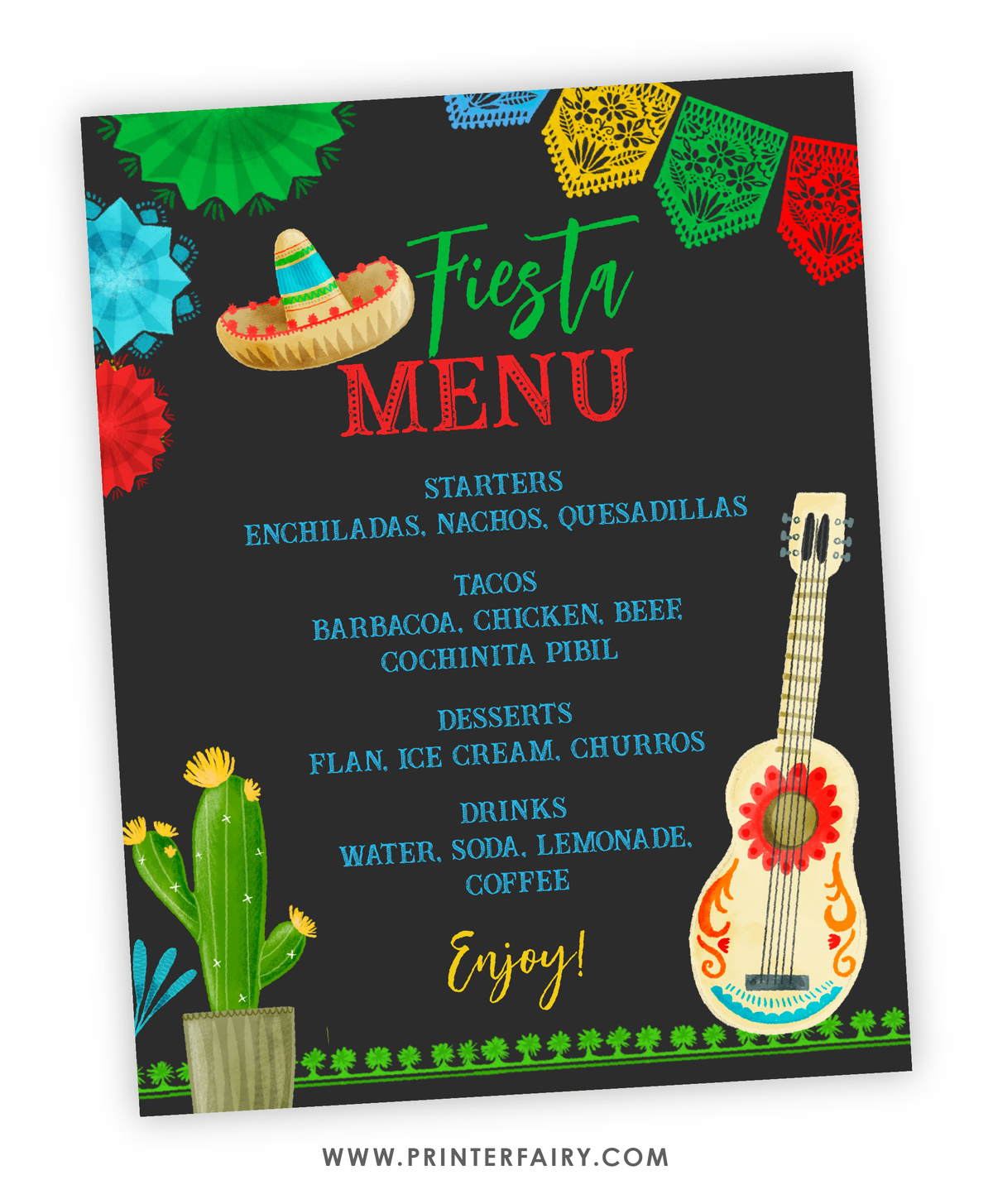 Fiesta Birthday Party Menu