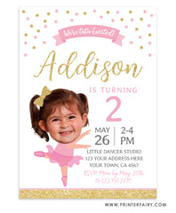 Ballerina Birthday Invitation with Photo