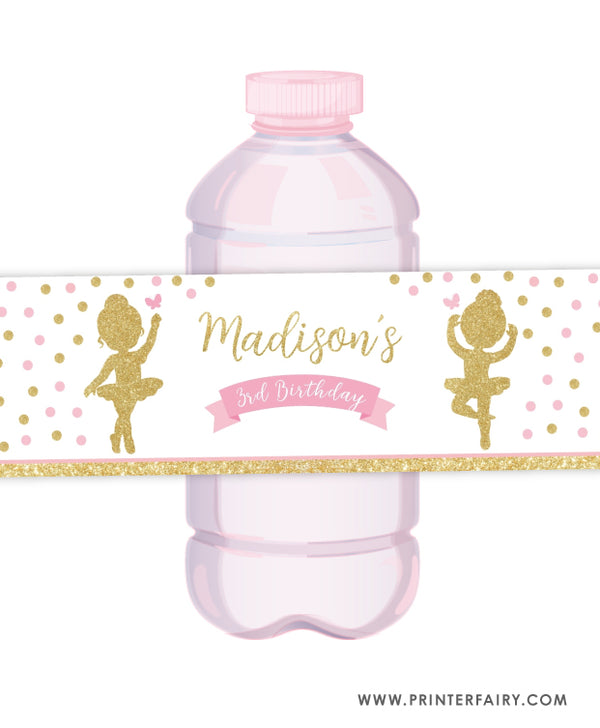 Ballerina Water Bottle Label