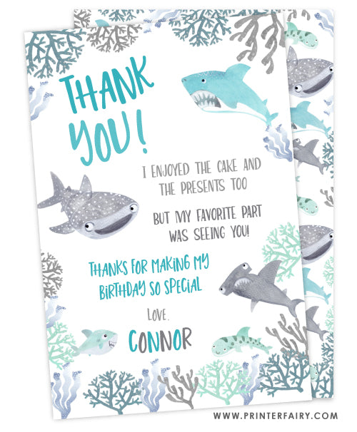 Cute Sharks Thank You Card