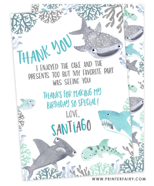 Cute Sharks Thank You Card