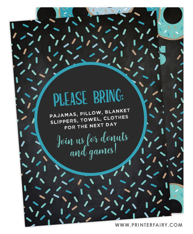 Donuts and Pajamas Birthday Invitation