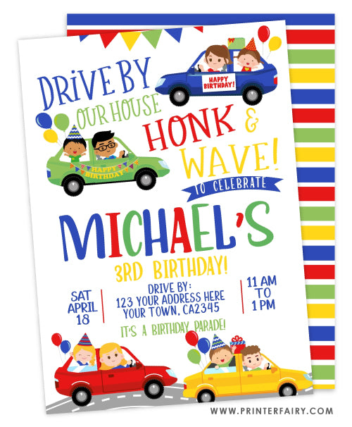 Drive Through Birthday Party Invitation