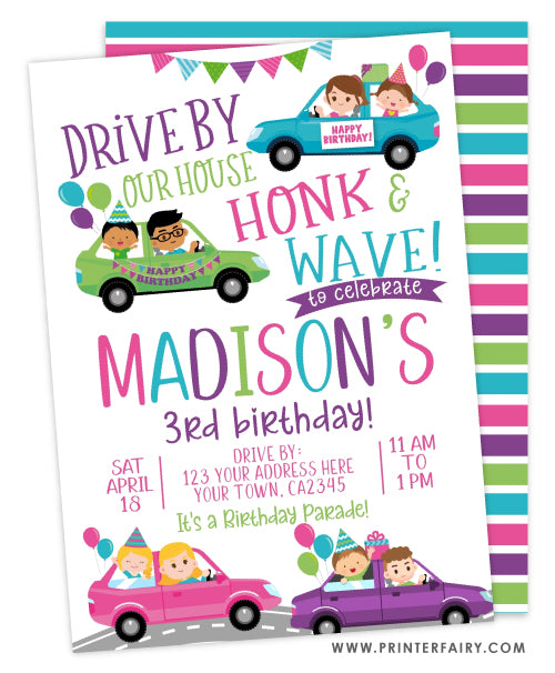 Drive Through Birthday Party Invitation