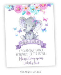 Elephant Floral Diaper Raffle