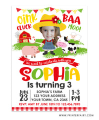 Farm Birthday Invitation with Photo