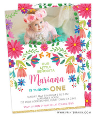 Fiesta Floral Birthday Invitation with Picture