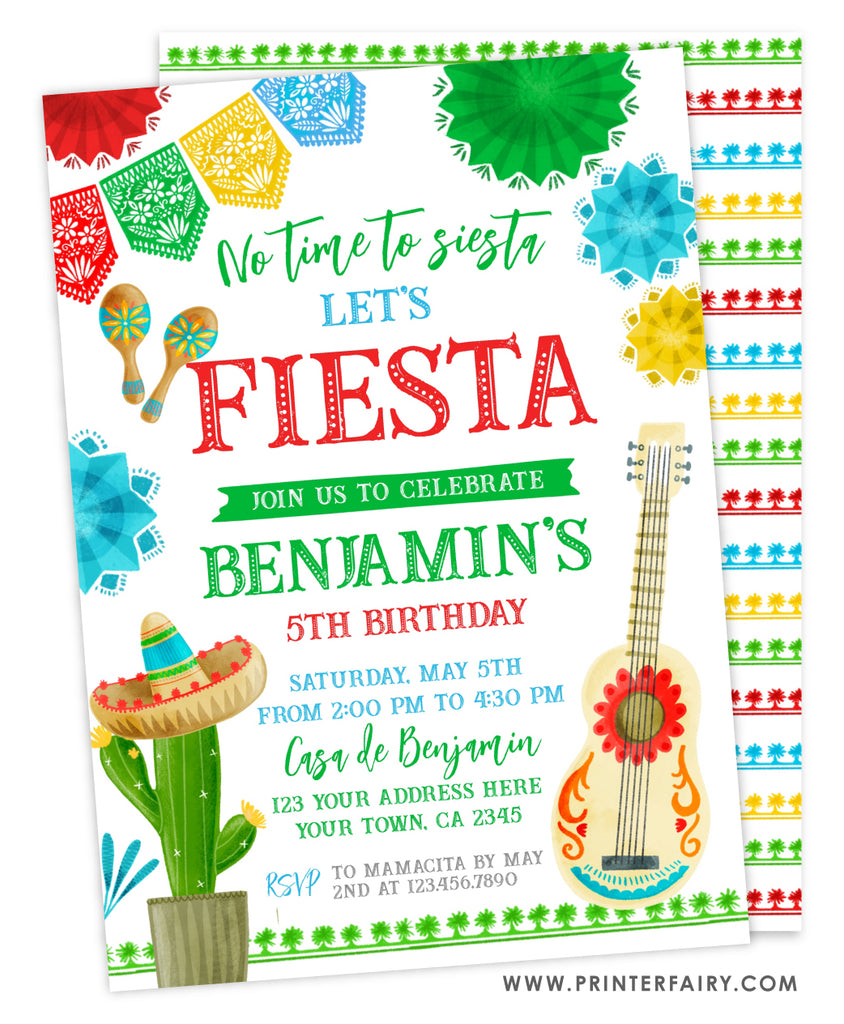 Fiesta Birthday Party Invitation | PrinterFairy