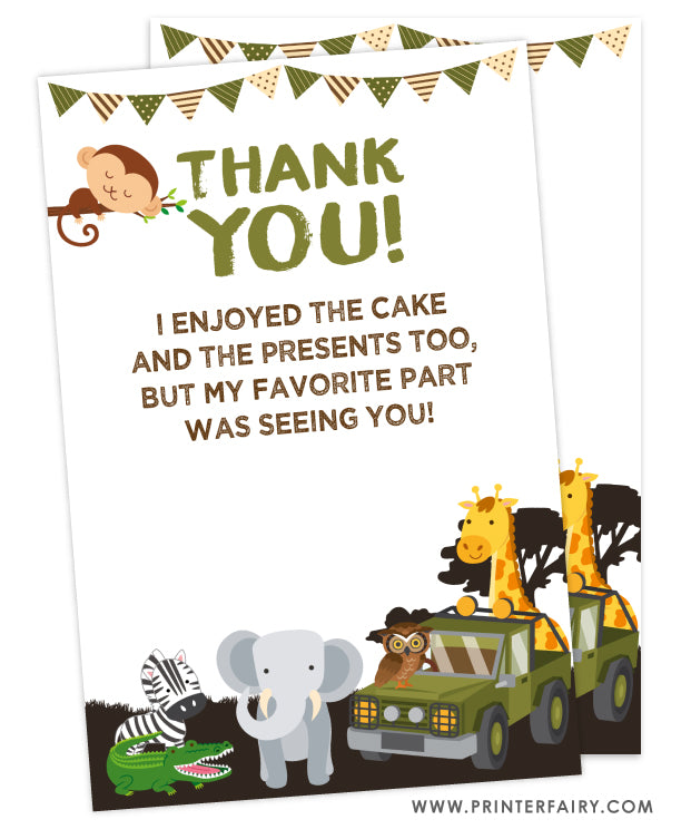 Safari Party Thank You Cards