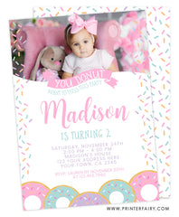 Donut Birthday Invitation with Photo