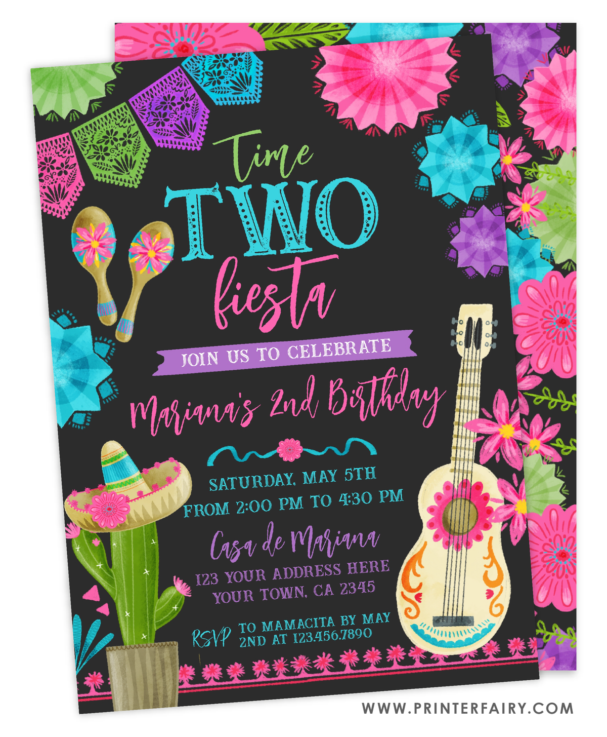 Fiesta Second Birthday Party Invitation