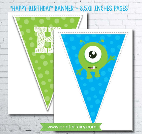Little Monster Happy Birthday Banner