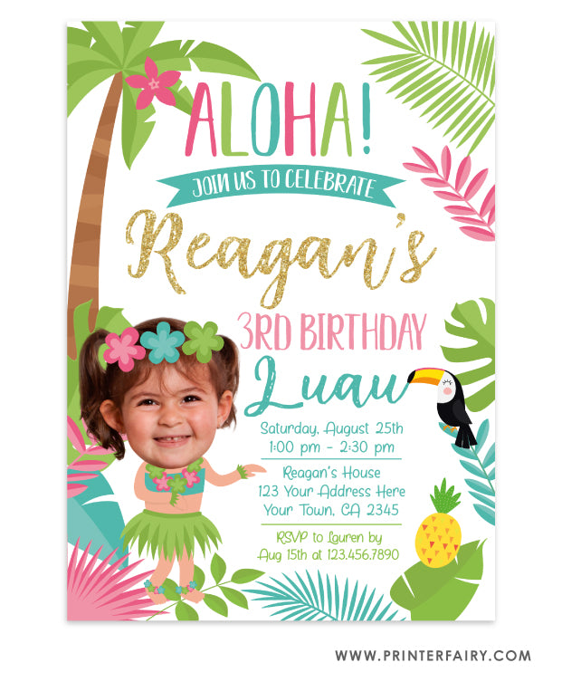 Luau Invitation with Photo