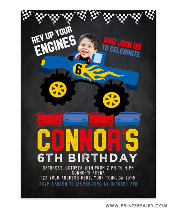 Monster Truck Invitation with Photo