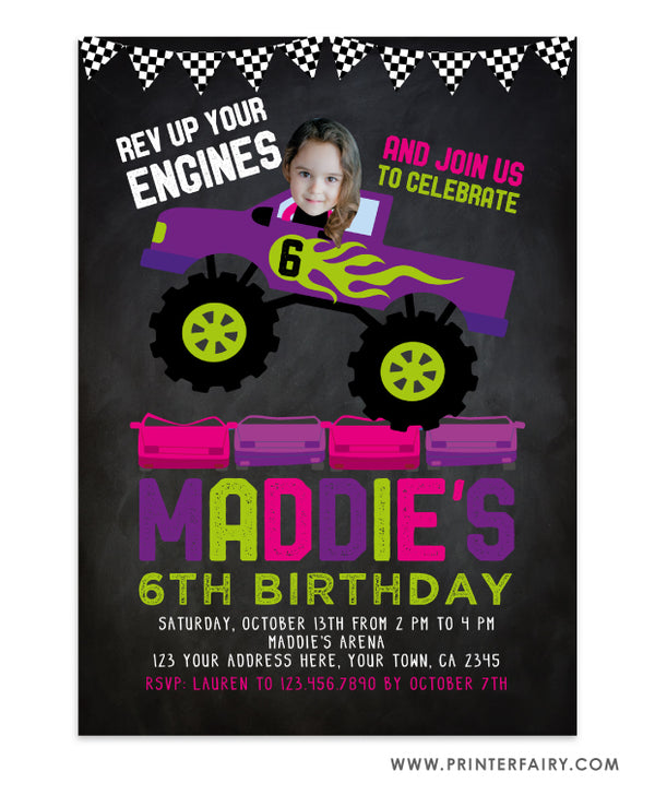 Monster Truck Invitation with Photo