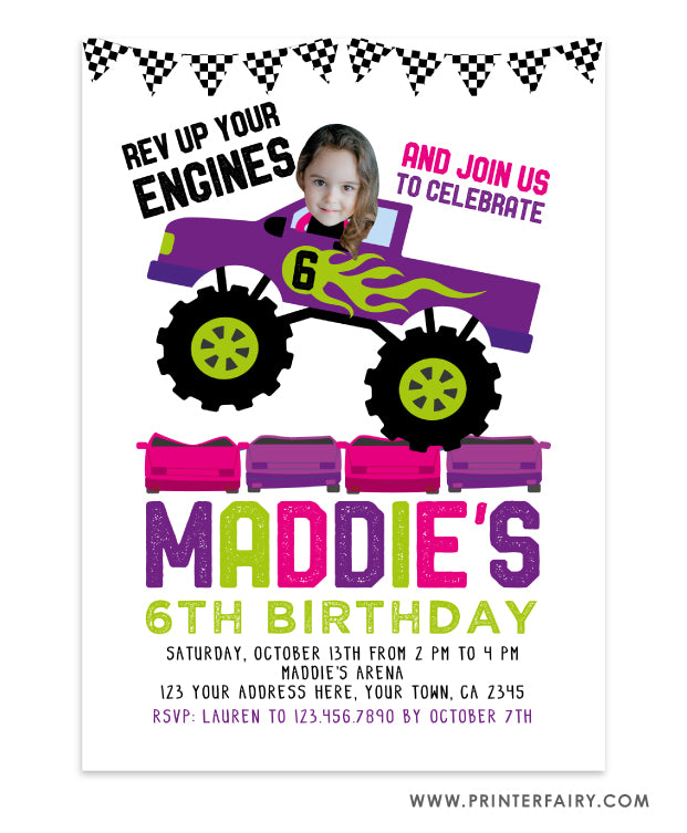 Monster Truck Invitation with Photo