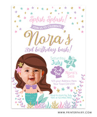 Mermaid Party Invitation with Photo