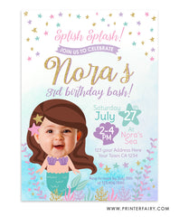 Mermaid Birthday Invitation with Photo