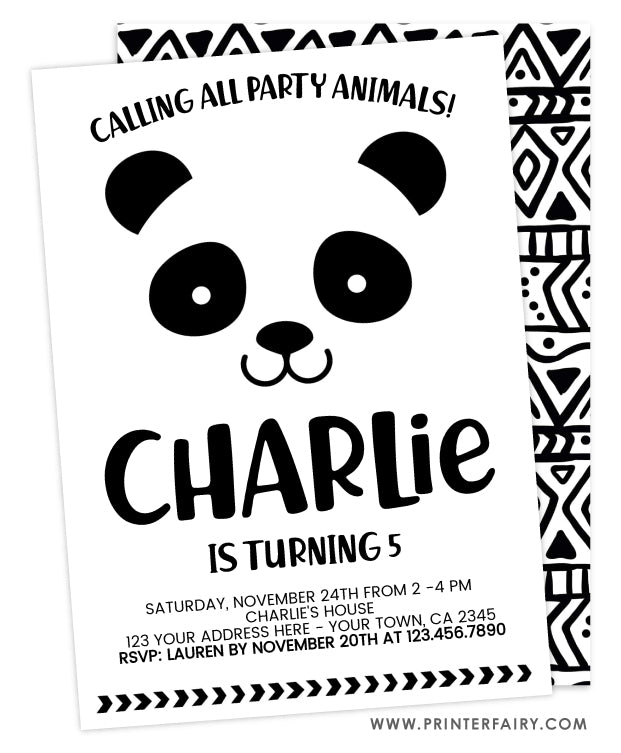 Panda Birthday Invitation