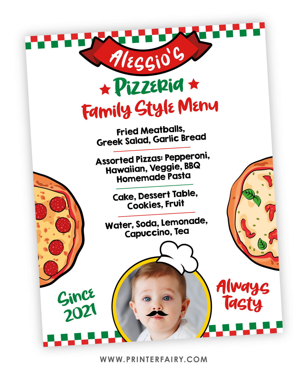 Pizza Birthday Party Menu